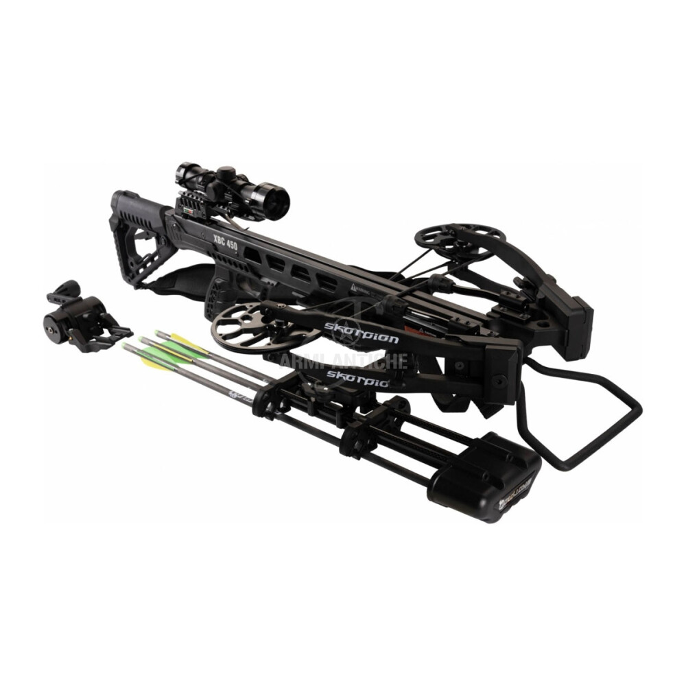 03 balestra compound xbc 450 nera e accessori 420 fps con carichino maccanico